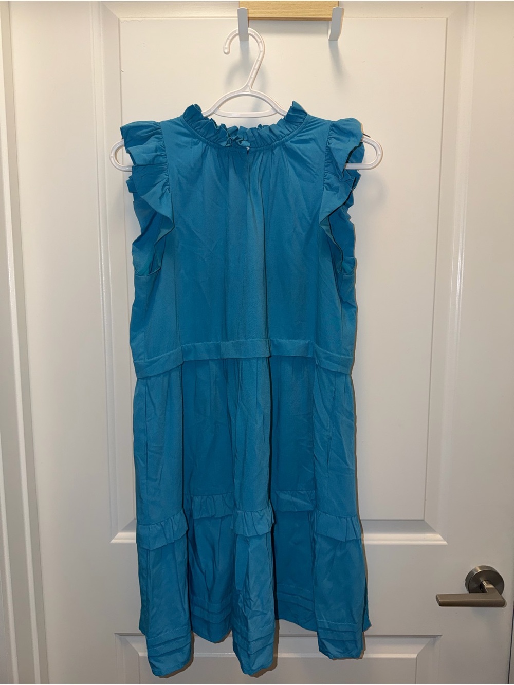Joy Joy Teal Ruffle Neck Blouse